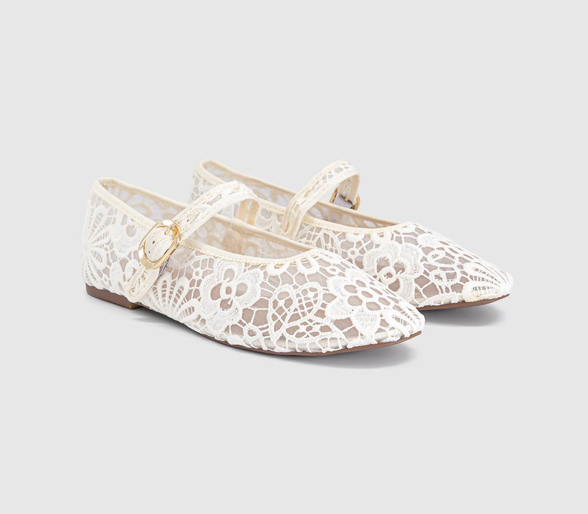 OFFICEForget Me Not Crochet Mary Jane BallerinasCream