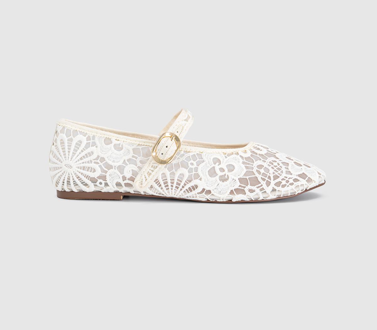 OFFICEForget Me Not Crochet Mary Jane BallerinasCream