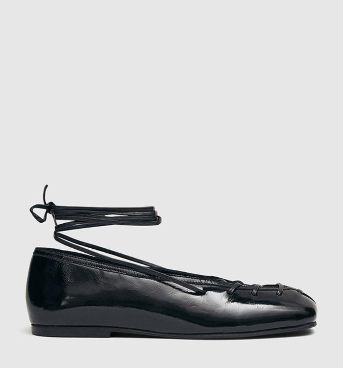 ALOHAS Bumi Ballet Flats Black Leather