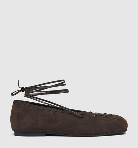 Alohas Bumi Ballet Flats Chocolate Brown Suede