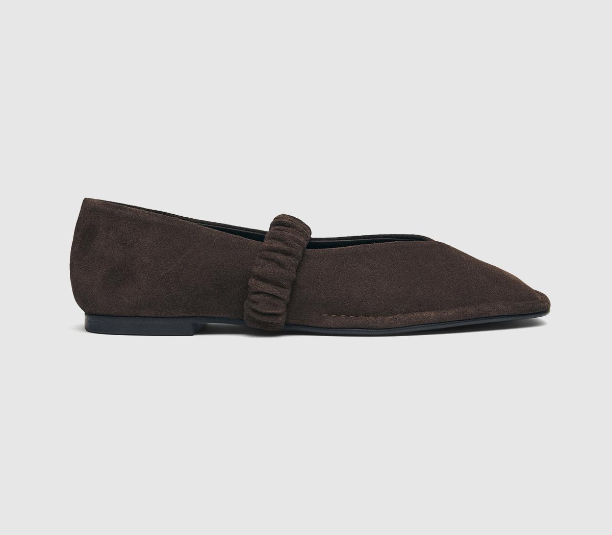 Alohas Womens Lautan Ballet Flats Chocolate Brown Suede, 7