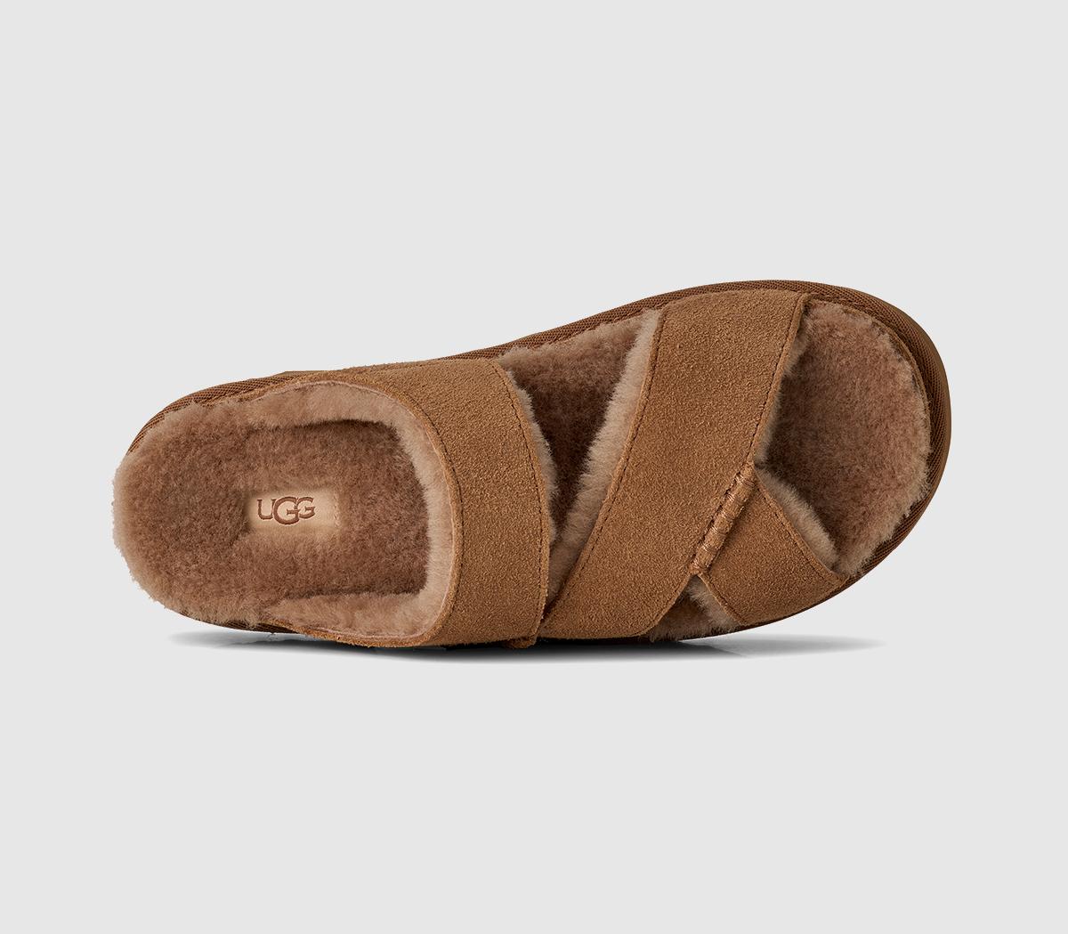 UGG Greenport Cross Strap Slides Chestnut - Women's Sandals