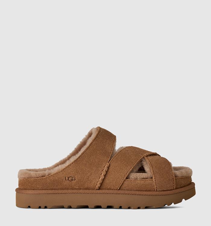 UGG Greenport Cross Strap Slides Chestnut