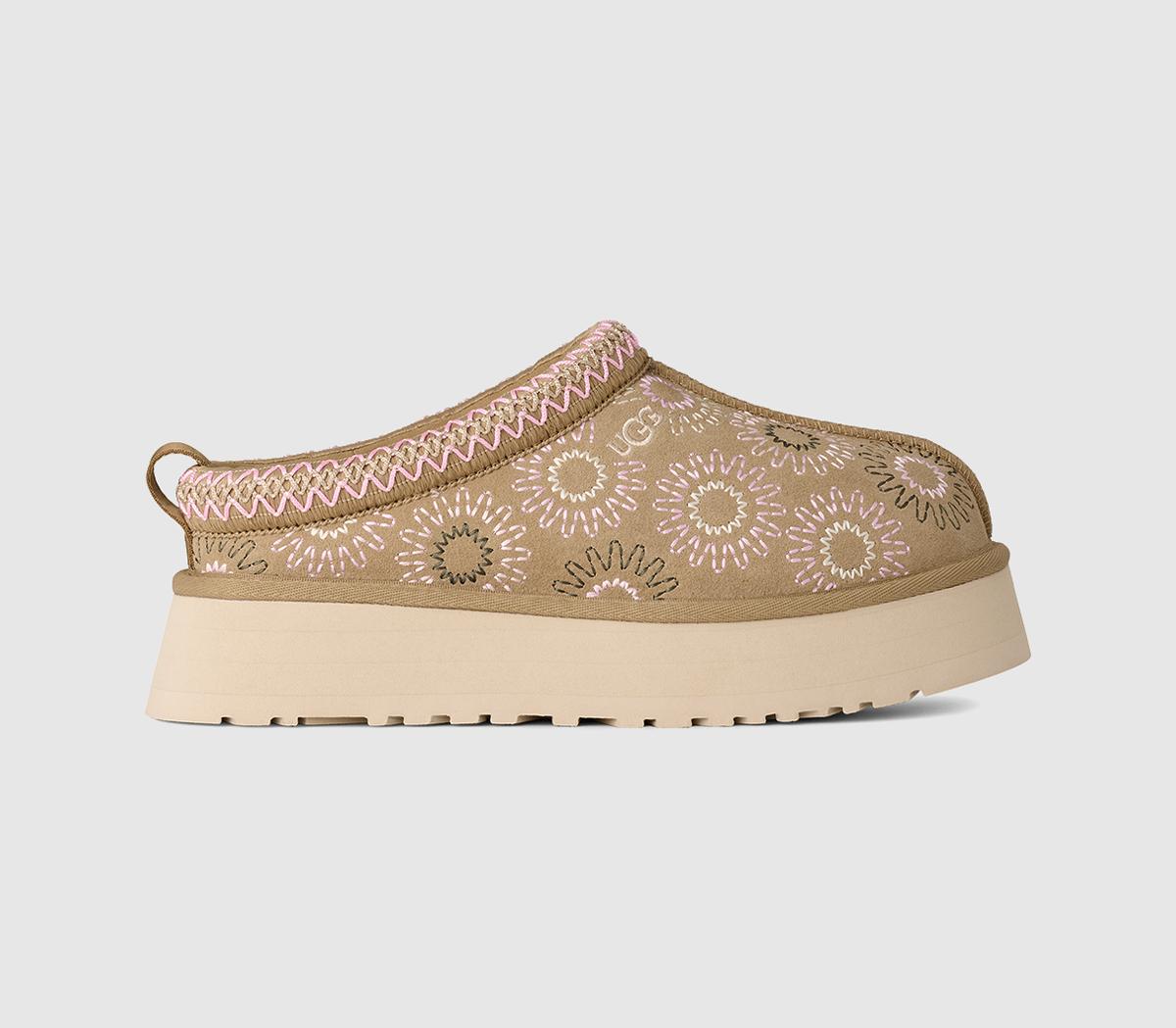 Ugg Tazz Sun Stitch Slippers Mustard Seed  Natural in Women's Size 8, Office Shoes