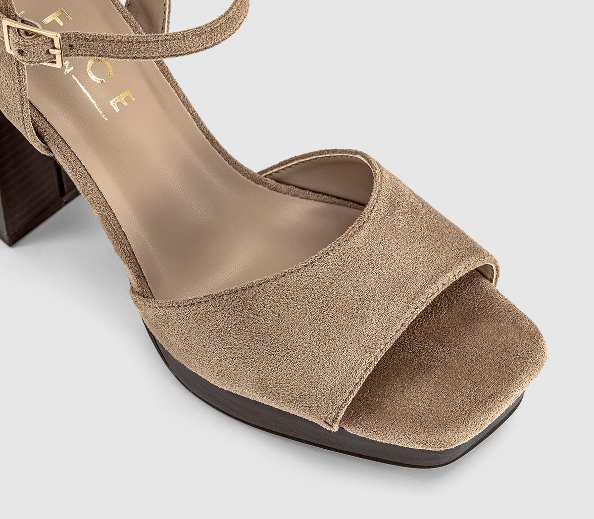 OFFICEHollie Two Part Platform Stack Heeled SandalsTaupe Faux Suede