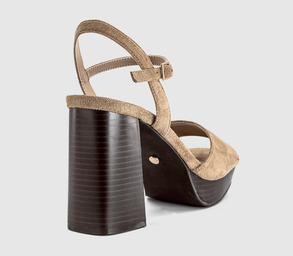OFFICEHollie Two Part Platform Stack Heeled SandalsTaupe Faux Suede