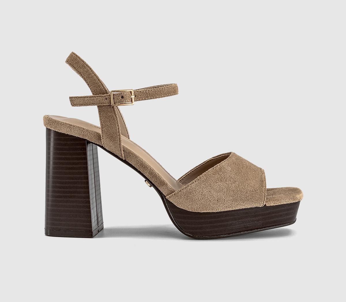 OFFICEHollie Two Part Platform Stack Heeled SandalsTaupe Faux Suede