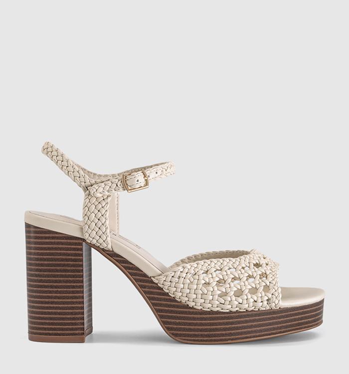 OFFICE Harlem Basket Weave Platform Heeled Sandals Off White