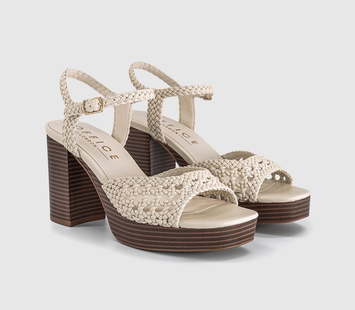 OFFICEHarlem Basket Weave Platform Heeled SandalsOff White