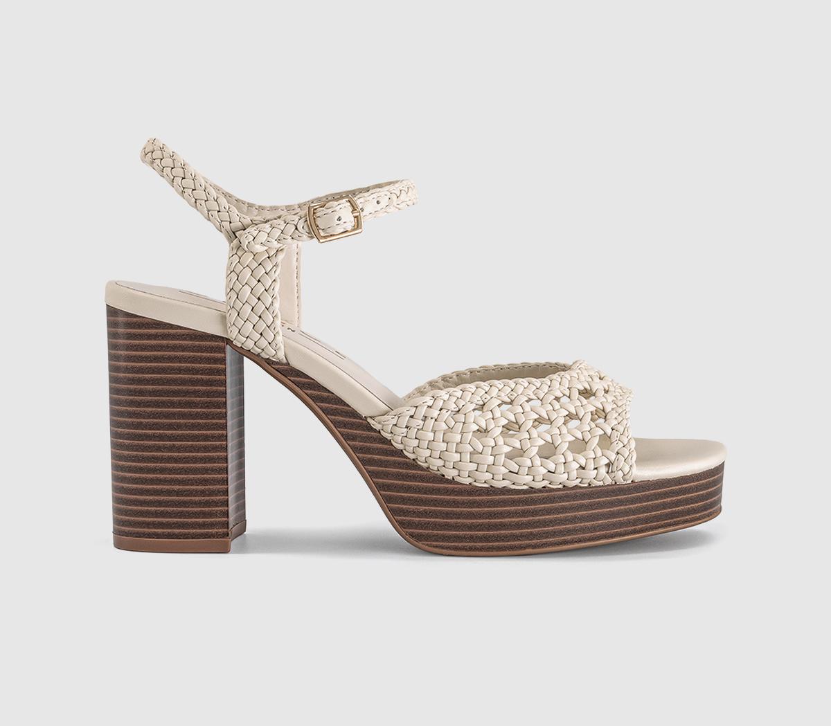 OFFICEHarlem Basket Weave Platform Heeled SandalsOff White