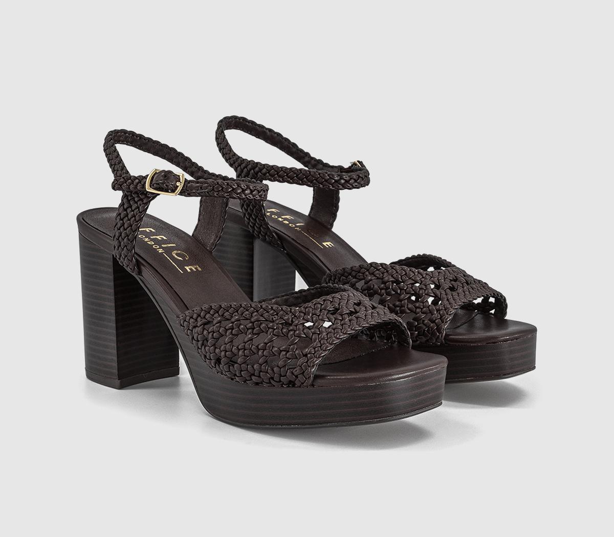 OFFICEHarlem Basket Weave Platform Heeled SandalsBrown