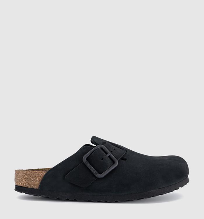 BIRKENSTOCK Boston Wire Buckle Clogs Black Leather