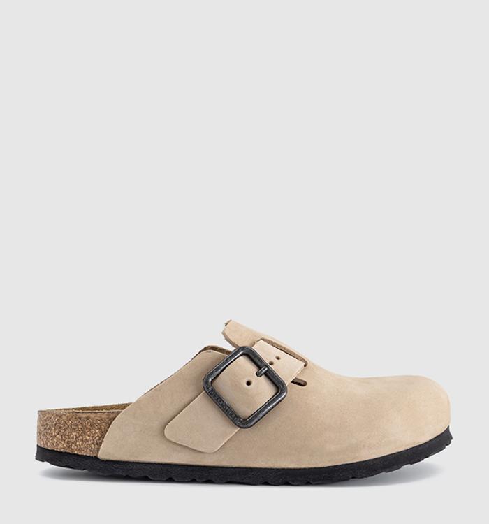 BIRKENSTOCK Boston Wire Buckle Clogs Sandcastle Leather