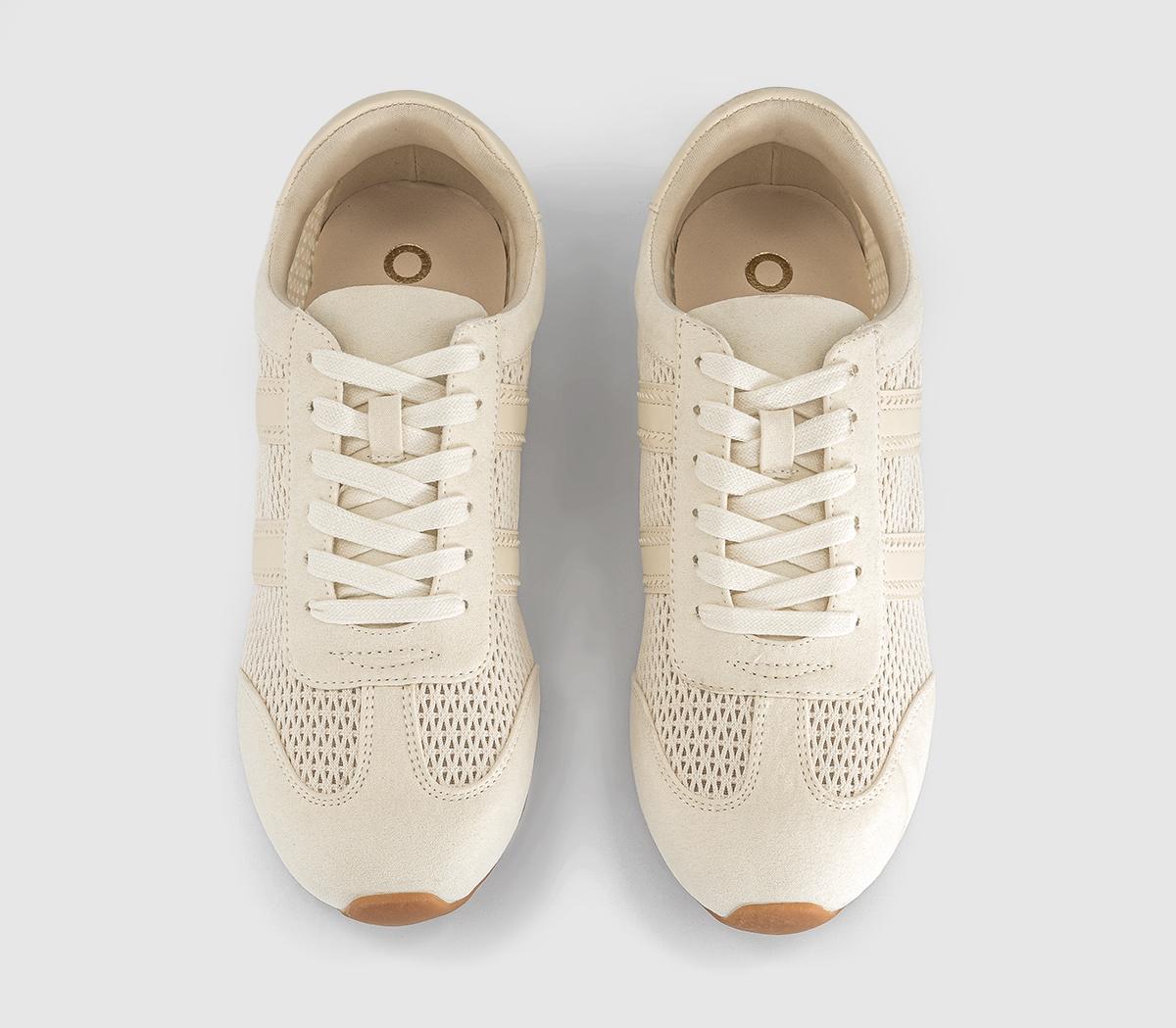 OFFICETropical Mesh Slim Sole Lace Up TrainersWhite