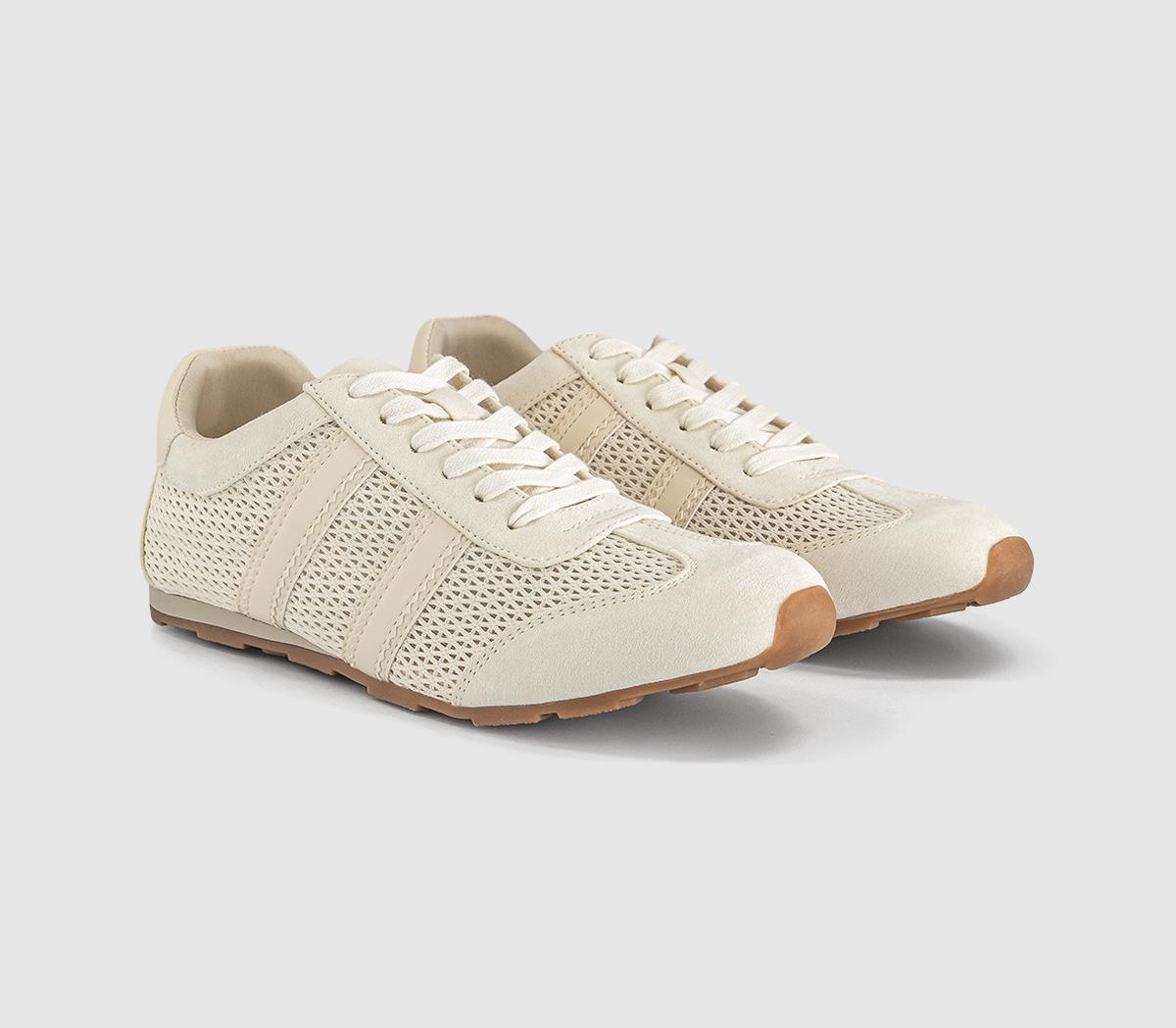 OFFICETropical Mesh Slim Sole Lace Up TrainersWhite