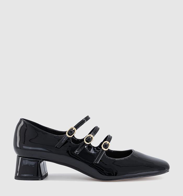 OFFICE Marcie Triple Strap Heeled Mary Janes Black