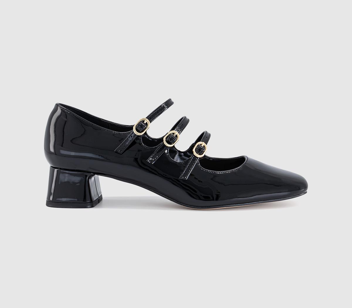 OFFICE Womens Marcie Triple Strap Heeled Mary Janes Black, 8