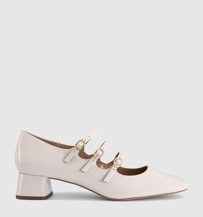 OFFICE Marcie Triple Strap Heeled Mary Janes Off White