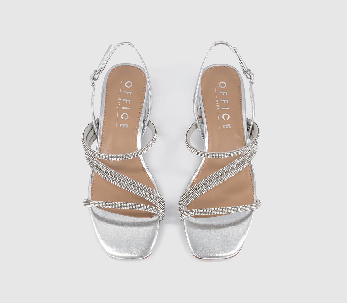 OFFICESwish Asymmetric Strappy SandalsSilver Embellished