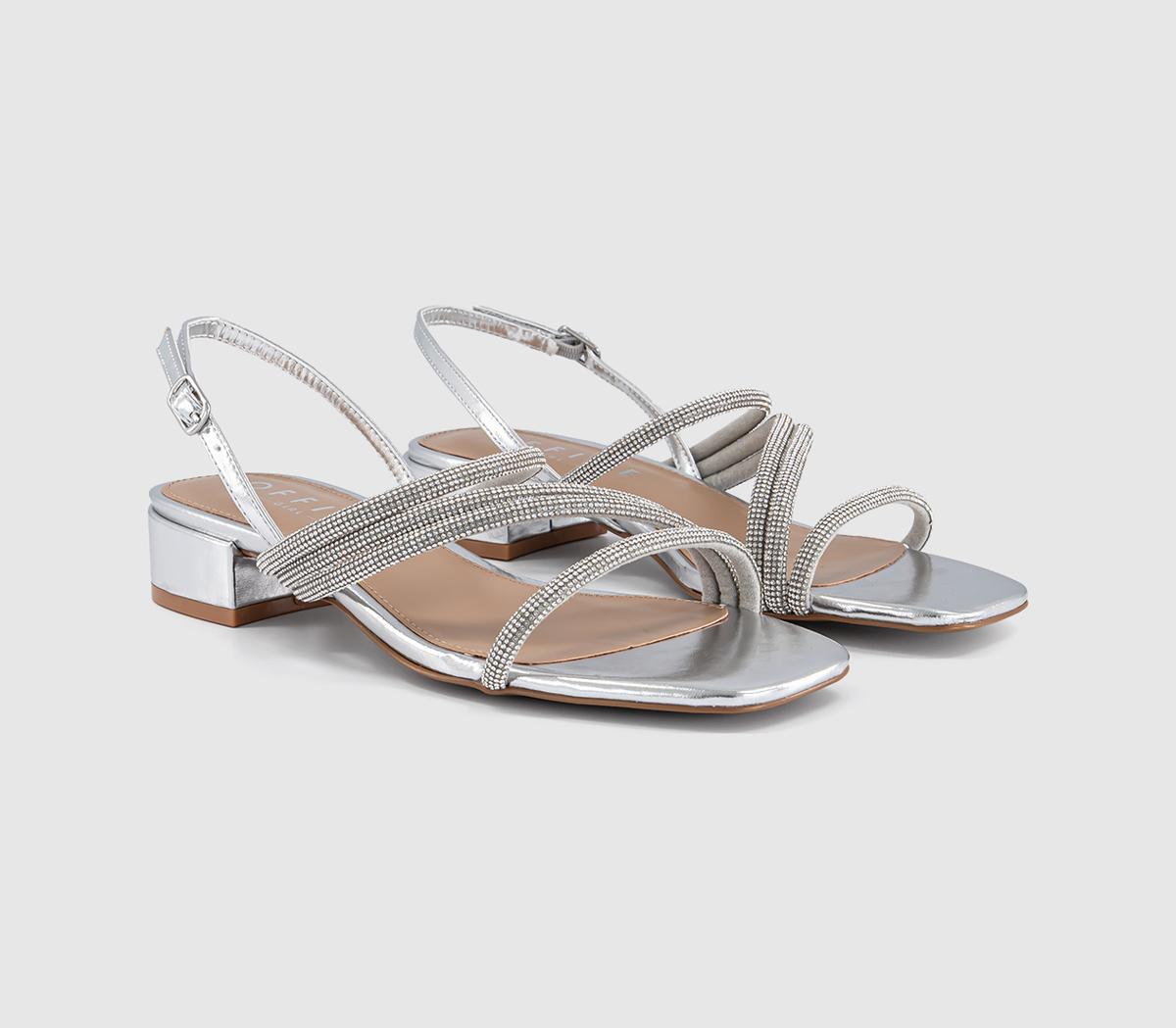 OFFICESwish Asymmetric Strappy SandalsSilver Embellished