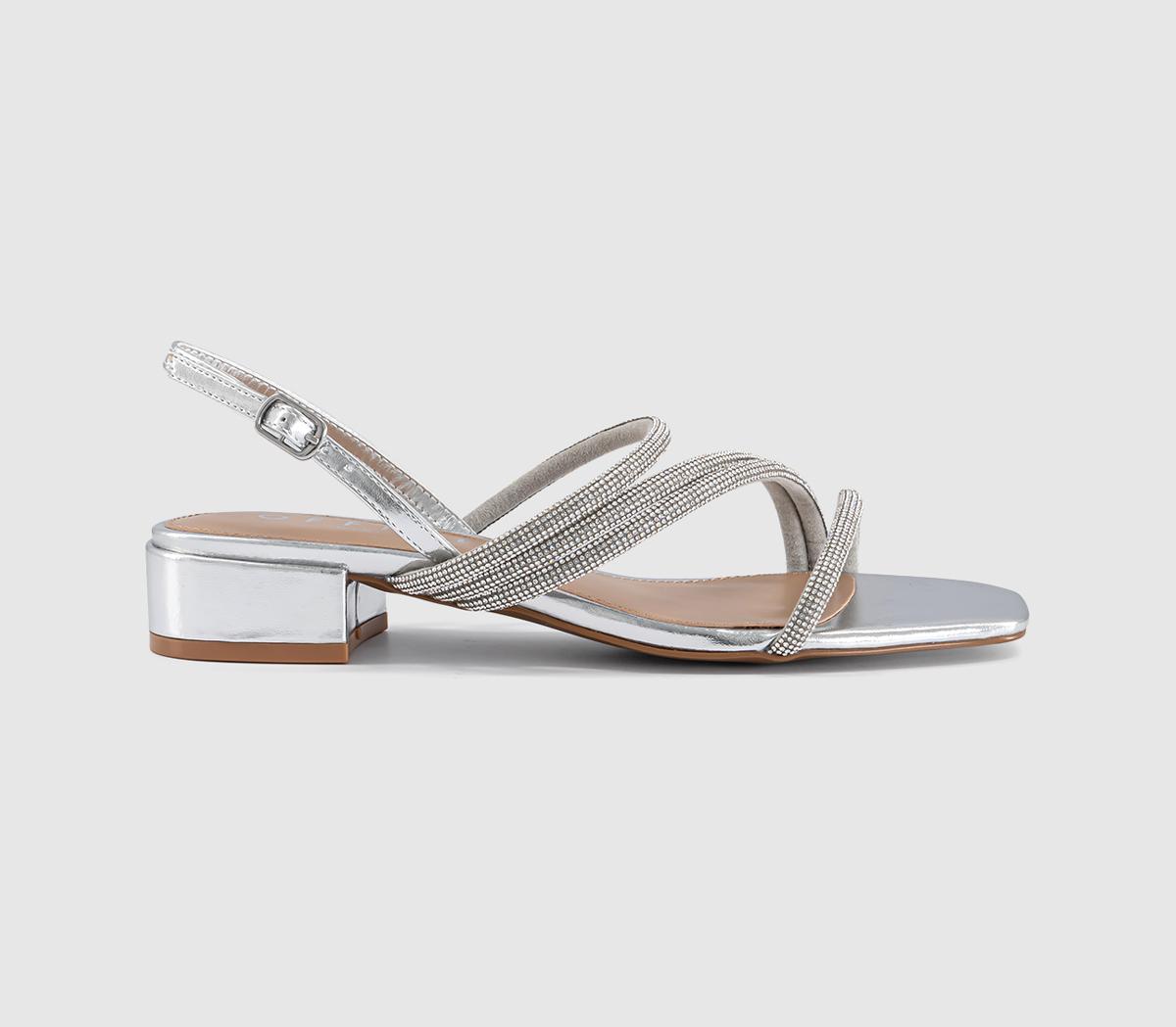 OFFICESwish Asymmetric Strappy SandalsSilver Embellished