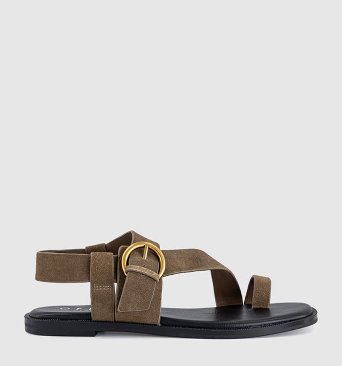 OFFICE Storm Strappy Buckle Sandals Brown Suede