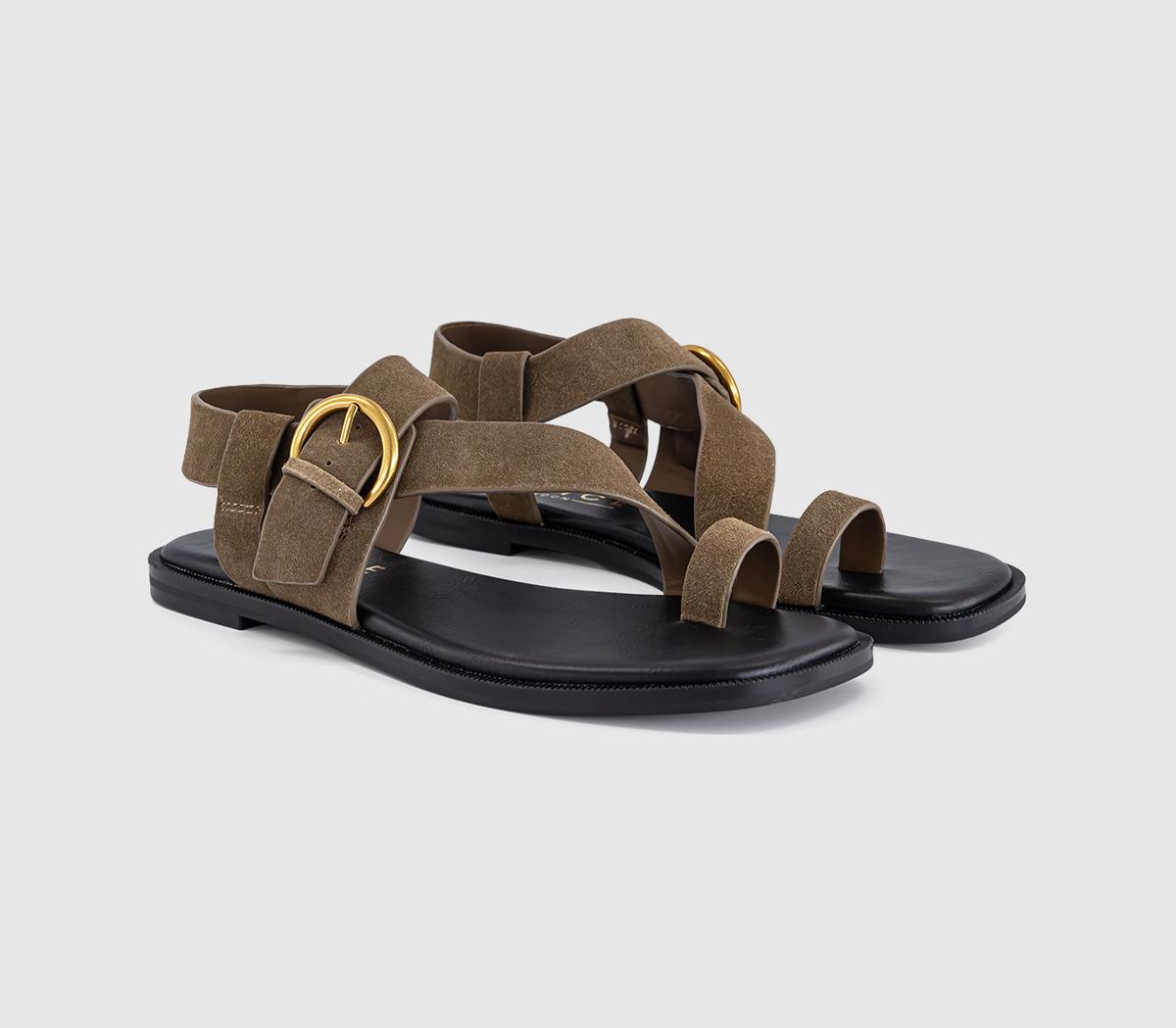 OFFICEStorm Strappy Buckle SandalsBrown Suede