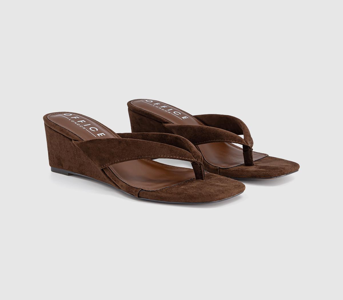 OFFICEMaven Toe Post Wedge SandalsBrown Faux Suede