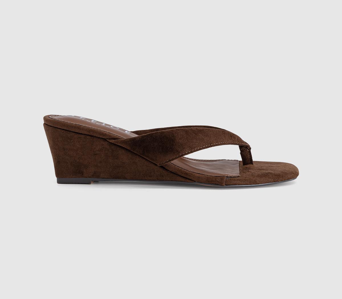 OFFICEMaven Toe Post Wedge SandalsBrown Faux Suede
