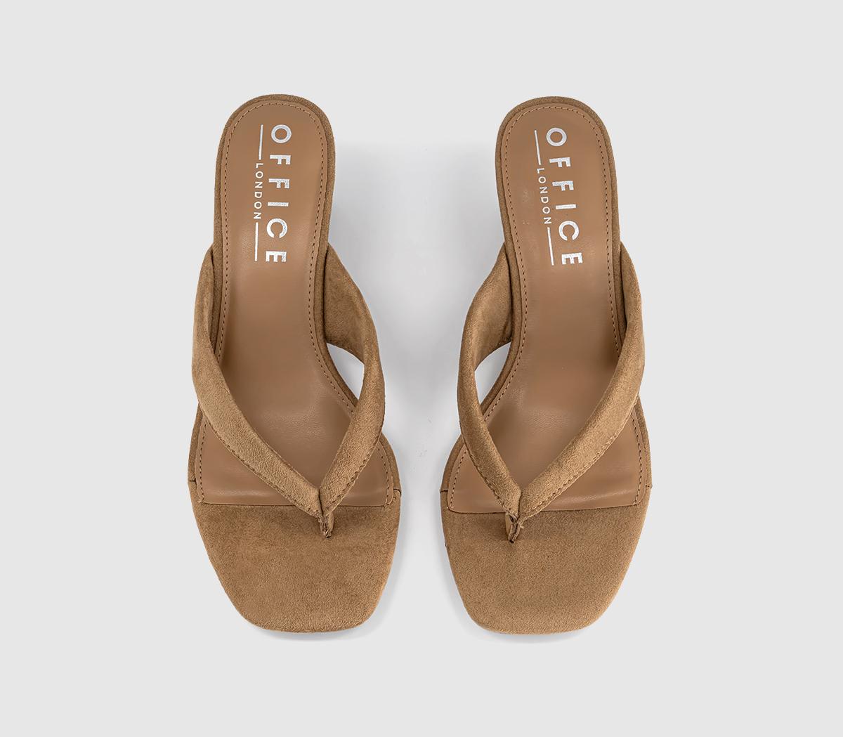 OFFICEMaven Toe Post Wedge SandalsTaupe Faux Suede