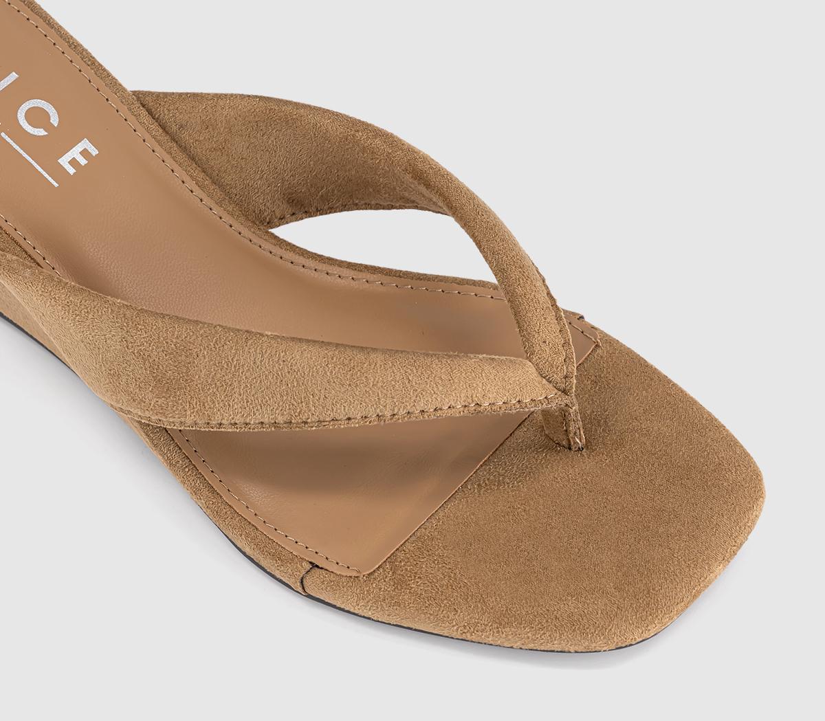 OFFICEMaven Toe Post Wedge SandalsTaupe Faux Suede