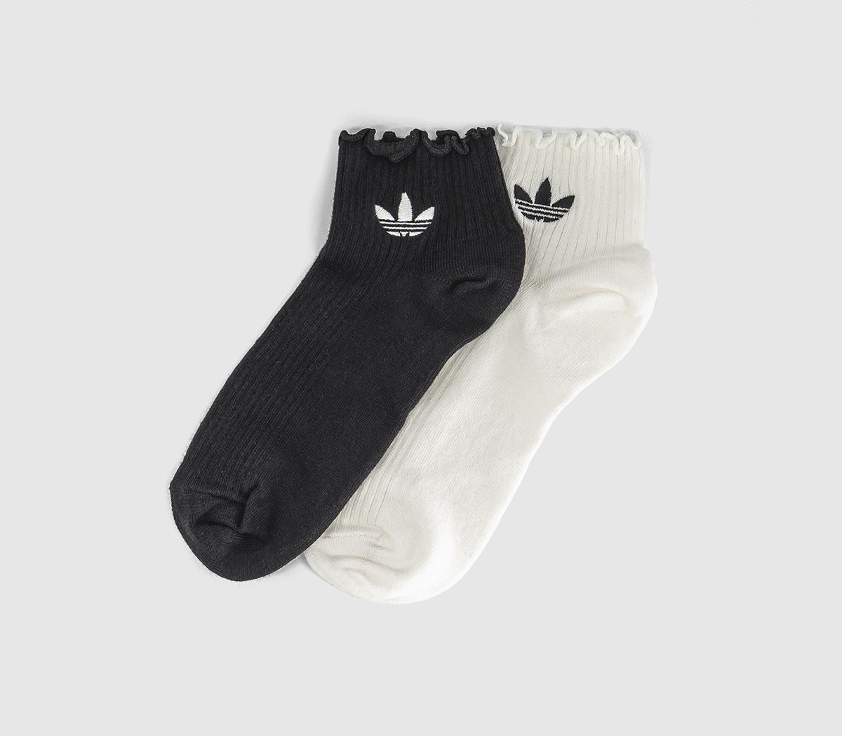adidasRuffle Ankle 2 Pack SocksWhite Black