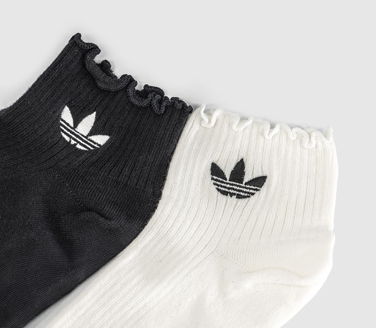 adidasRuffle Ankle 2 Pack SocksWhite Black