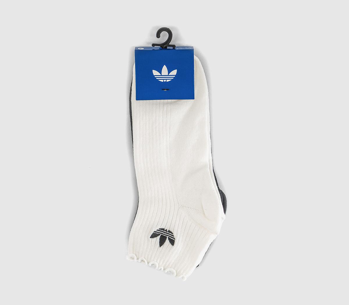 adidasRuffle Ankle 2 Pack SocksWhite Black