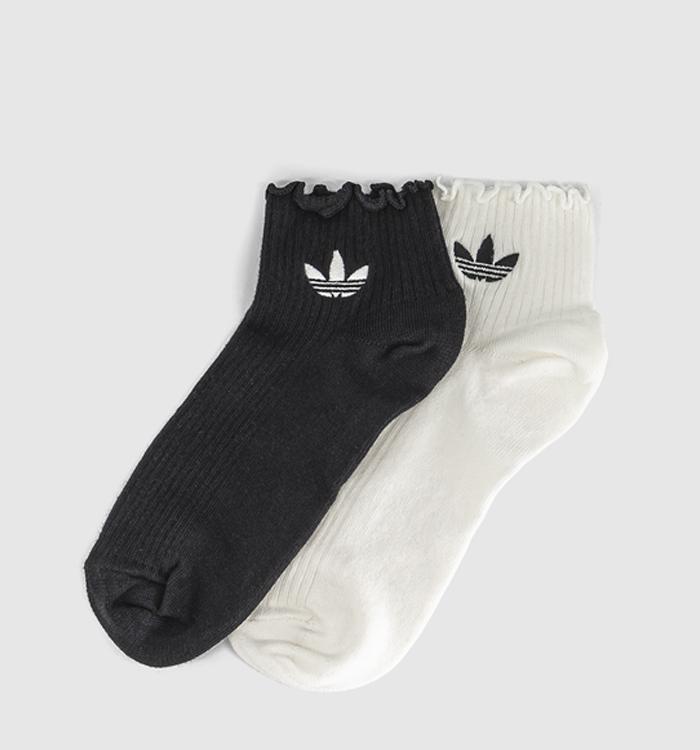 adidas Ruffle Ankle 2 Pack Socks White Black