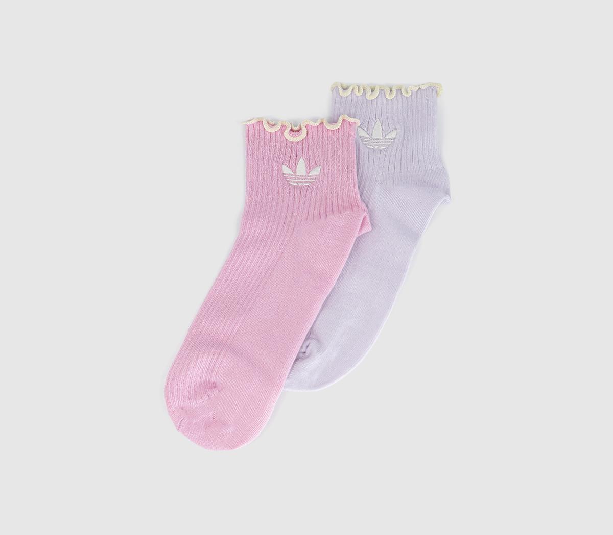 adidasRuffle Ankle 2 Pack SocksFrozen Purple Off White Orchid Fusion