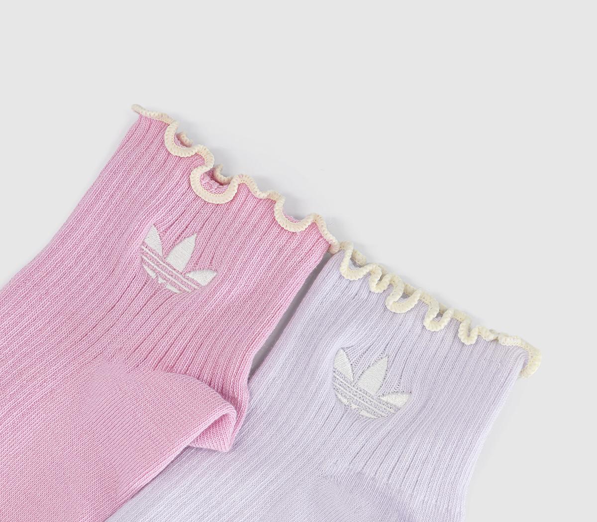 adidasRuffle Ankle 2 Pack SocksFrozen Purple Off White Orchid Fusion