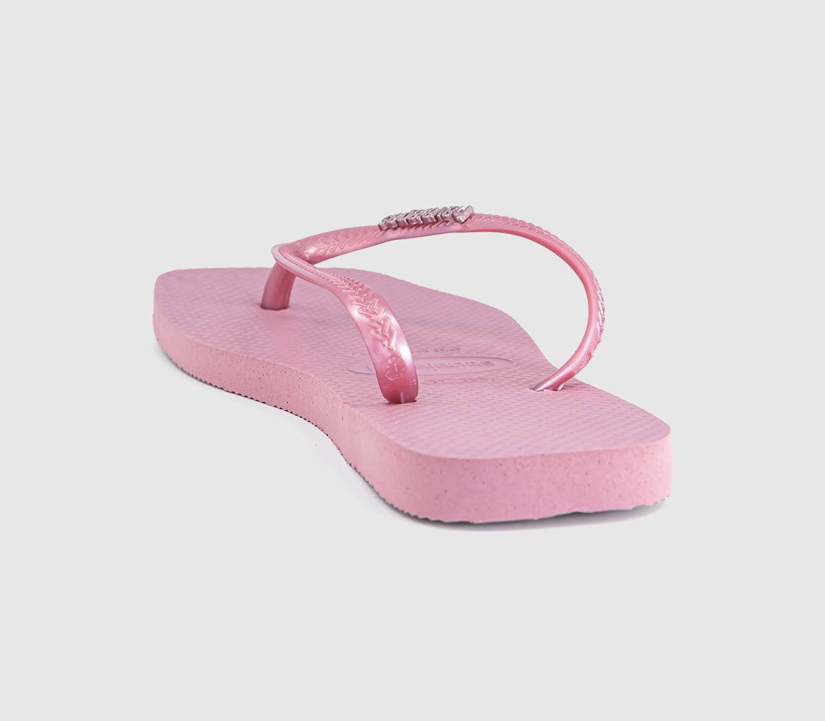 HavaianasSlim Square Metallic Logo Flip FlopsRose Chiffon