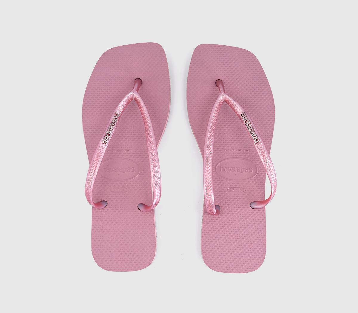 HavaianasSlim Square Metallic Logo Flip FlopsRose Chiffon