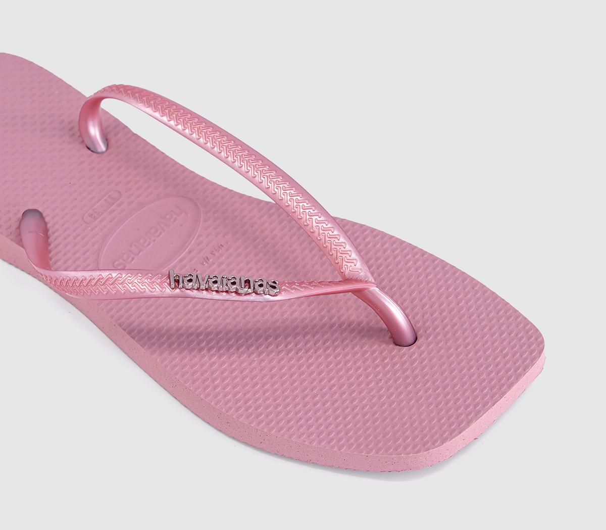 HavaianasSlim Square Metallic Logo Flip FlopsRose Chiffon
