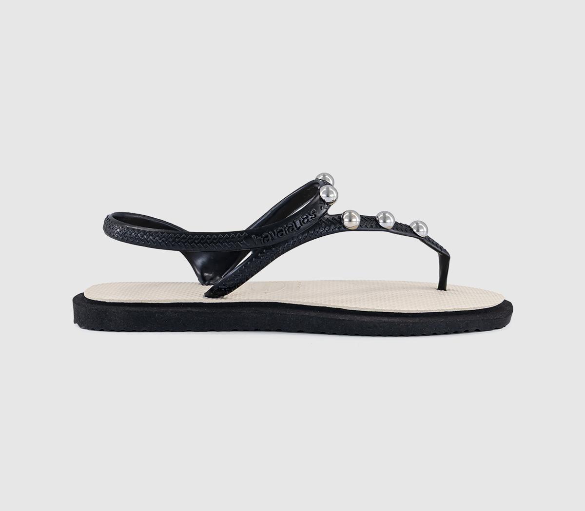 Havaianas Flash Fusion Sandals Beige Black in Women's Size 5, Office Shoes