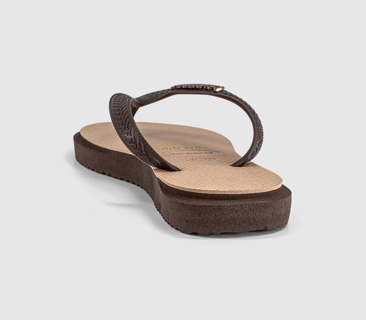 HavaianasTop Point Fusion Flip FlopsDark Brown Golden