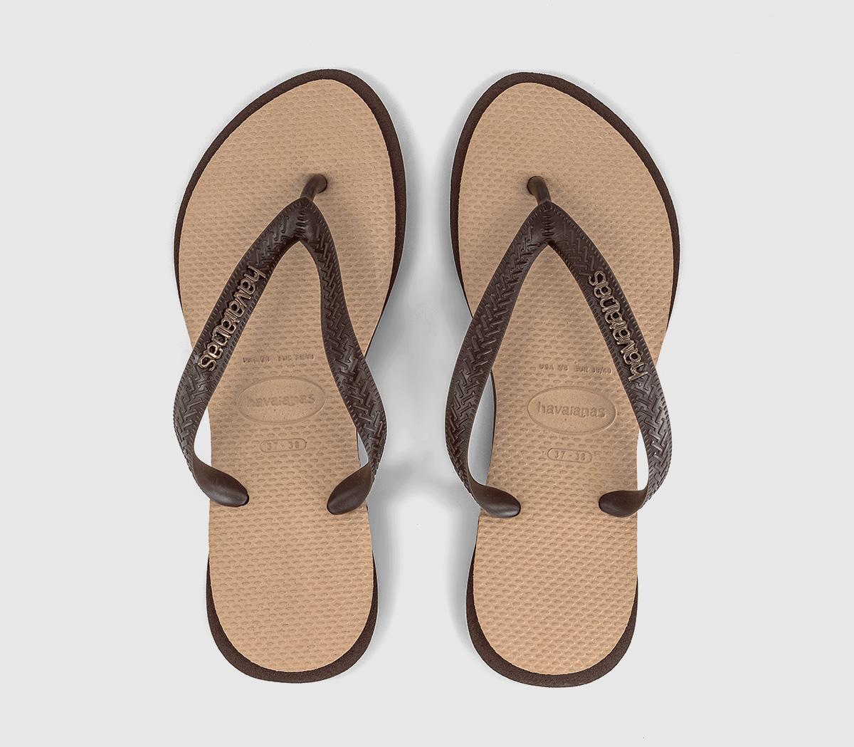 HavaianasTop Point Fusion Flip FlopsDark Brown Golden