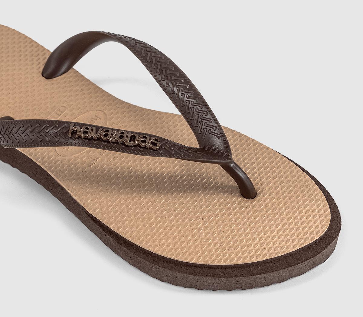 HavaianasTop Point Fusion Flip FlopsDark Brown Golden