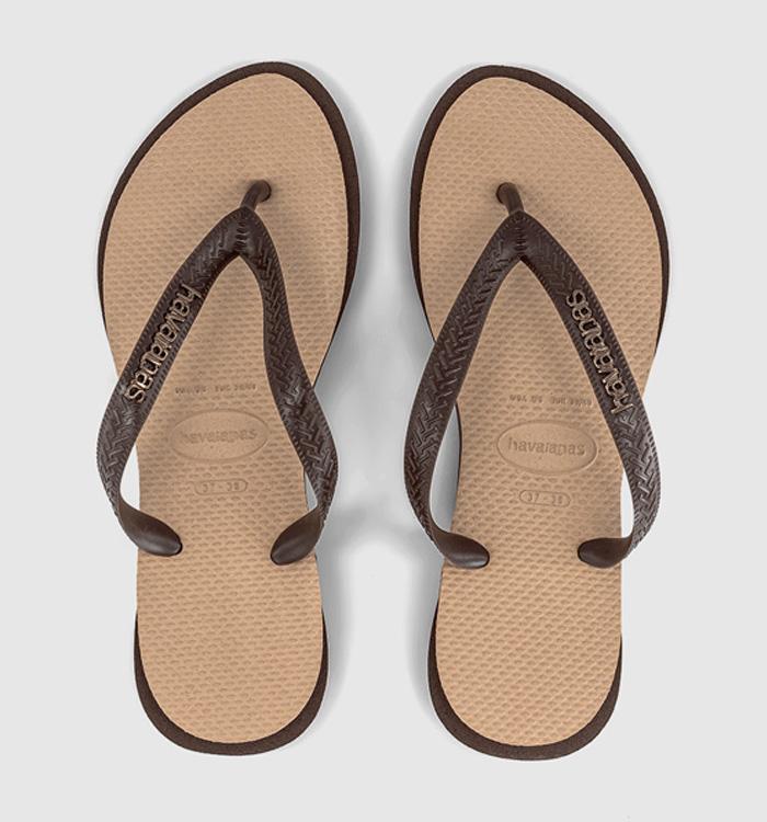 Havaianas Top Point Fusion Flip Flops Dark Brown Golden