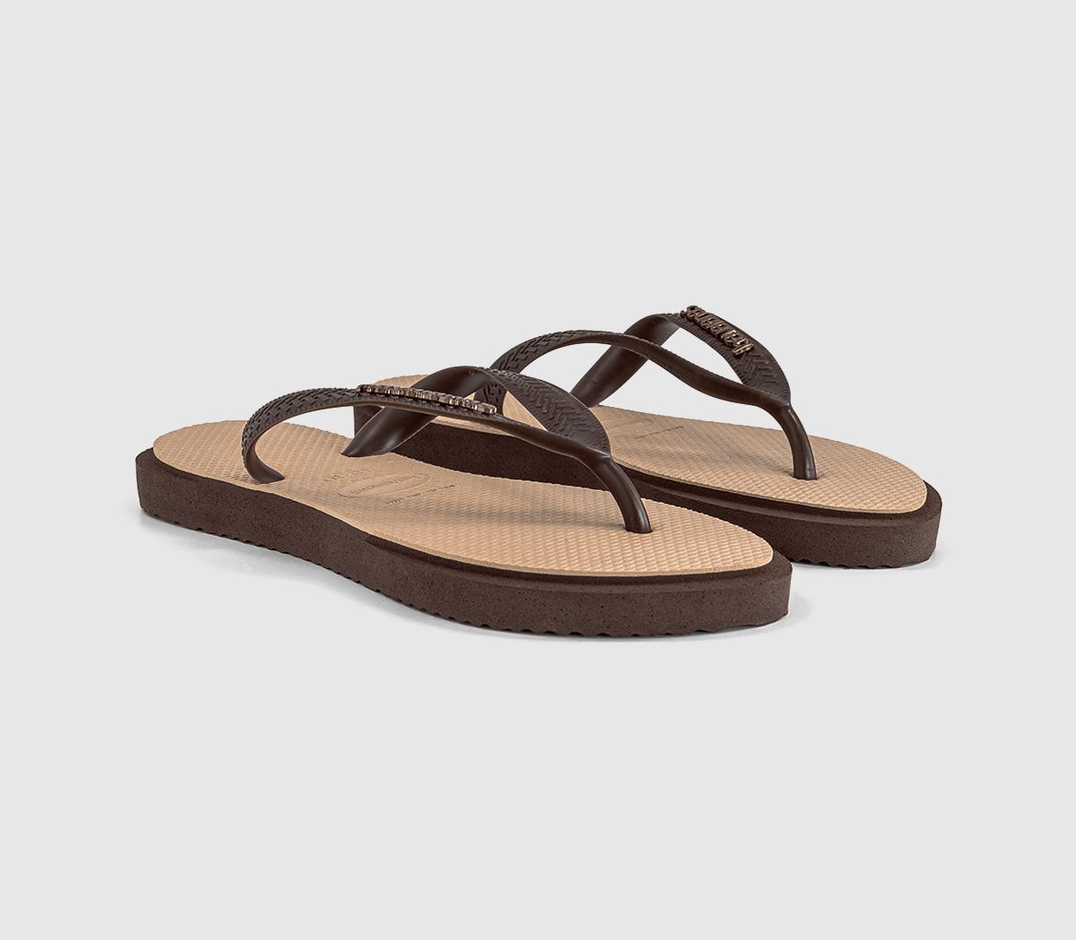 HavaianasTop Point Fusion Flip FlopsDark Brown Golden