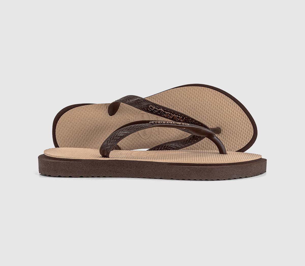 HavaianasTop Point Fusion Flip FlopsDark Brown Golden