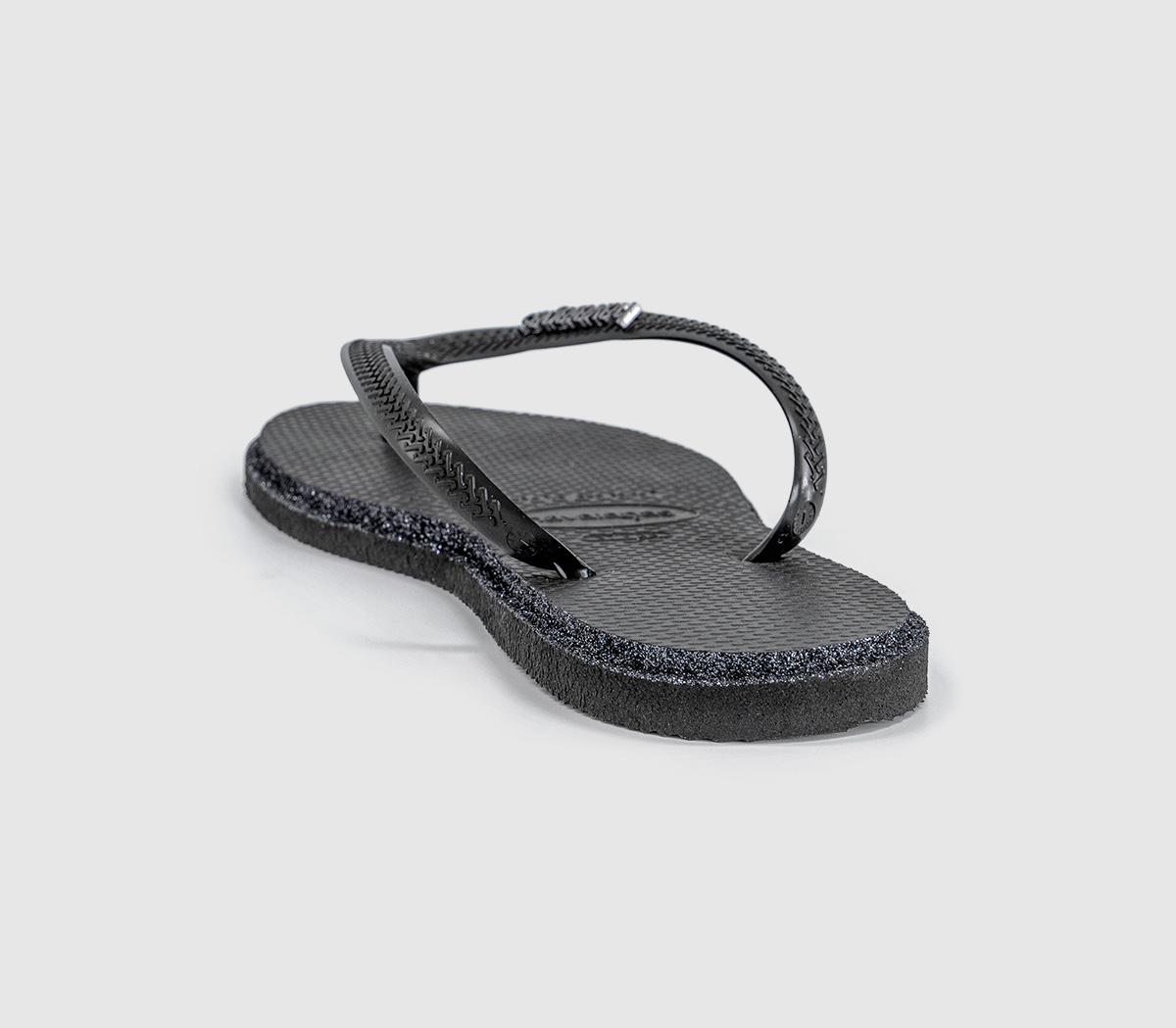 HavaianasSlim Point Glitter Flip FlopsBlack
