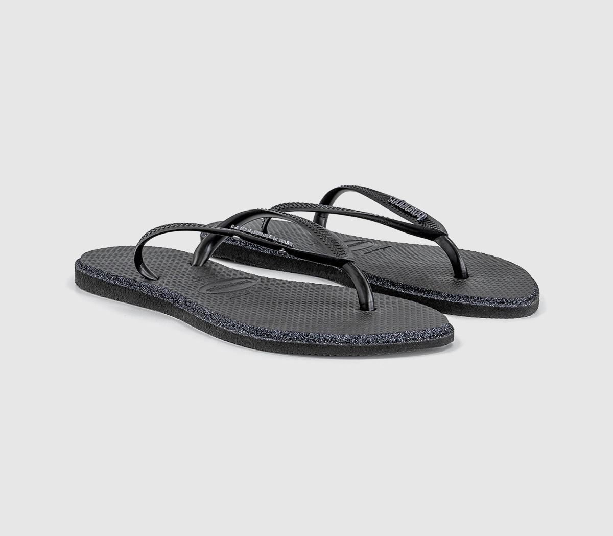 HavaianasSlim Point Glitter Flip FlopsBlack