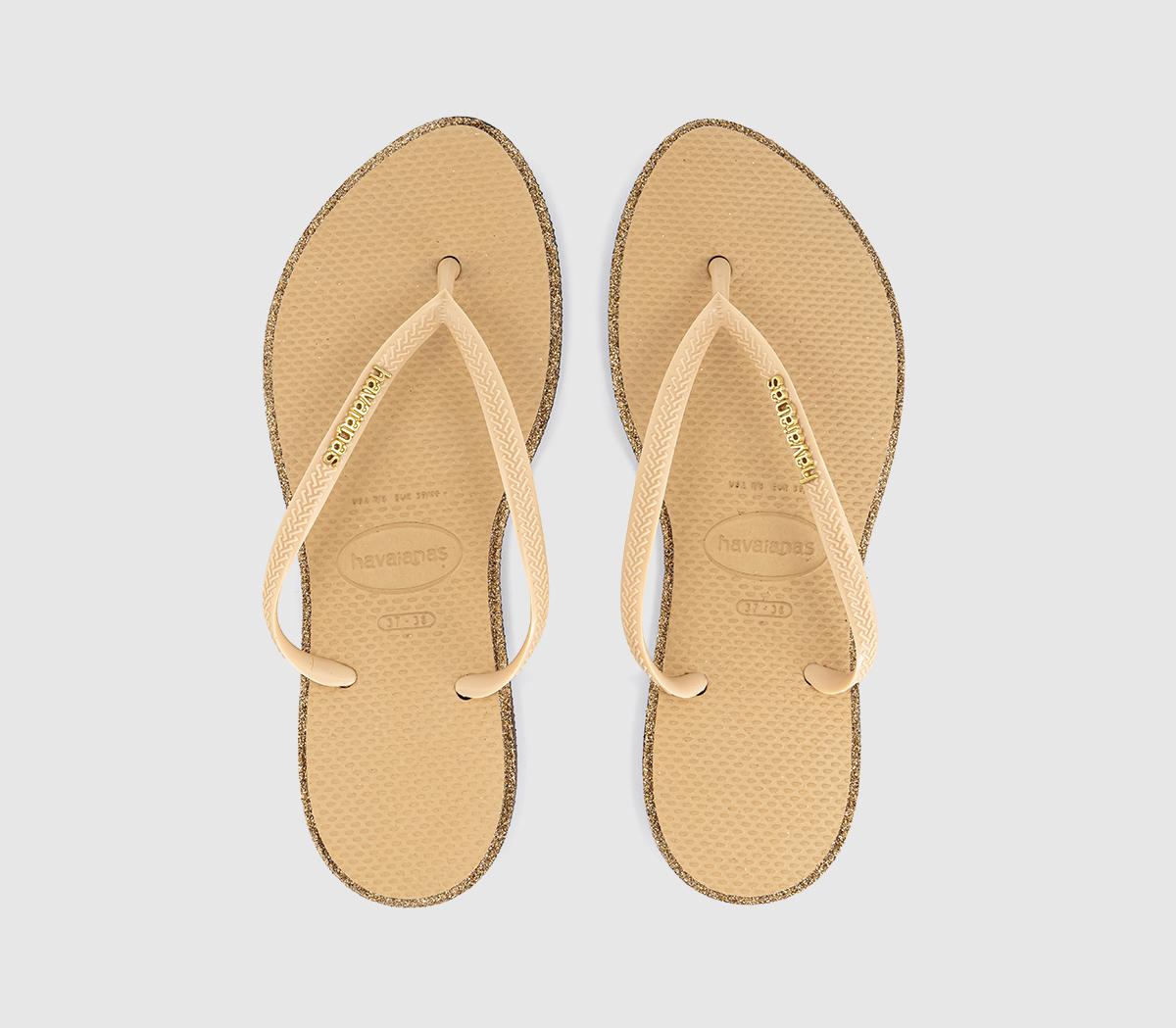 HavaianasSlim Point Glitter Flip FlopsGolden